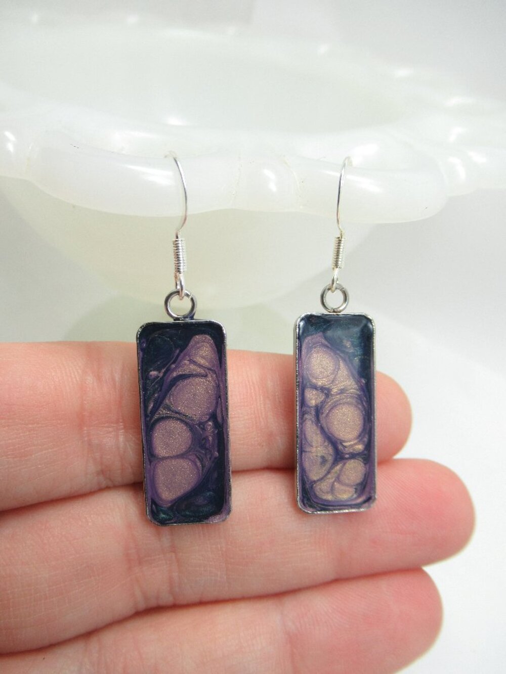 Purple Pebeo Rectangle earrings